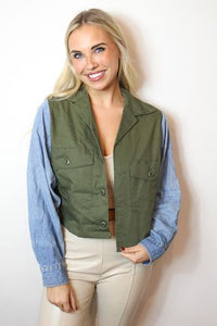 Two Toned Military Jacket