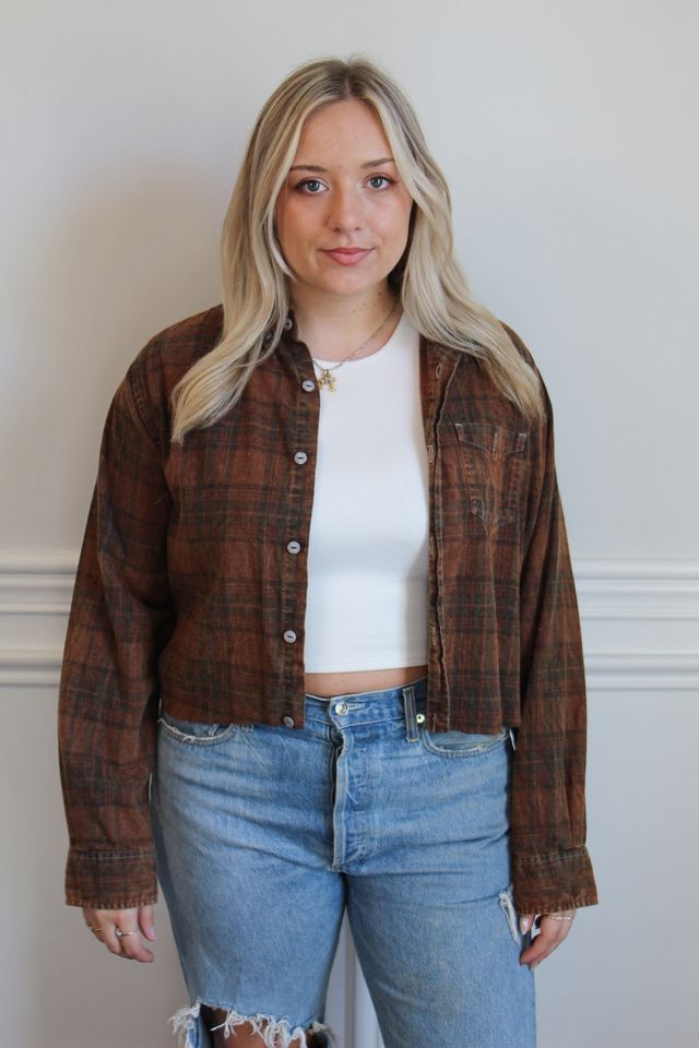 Johnny Cash Acid Wash Cropped Flannel