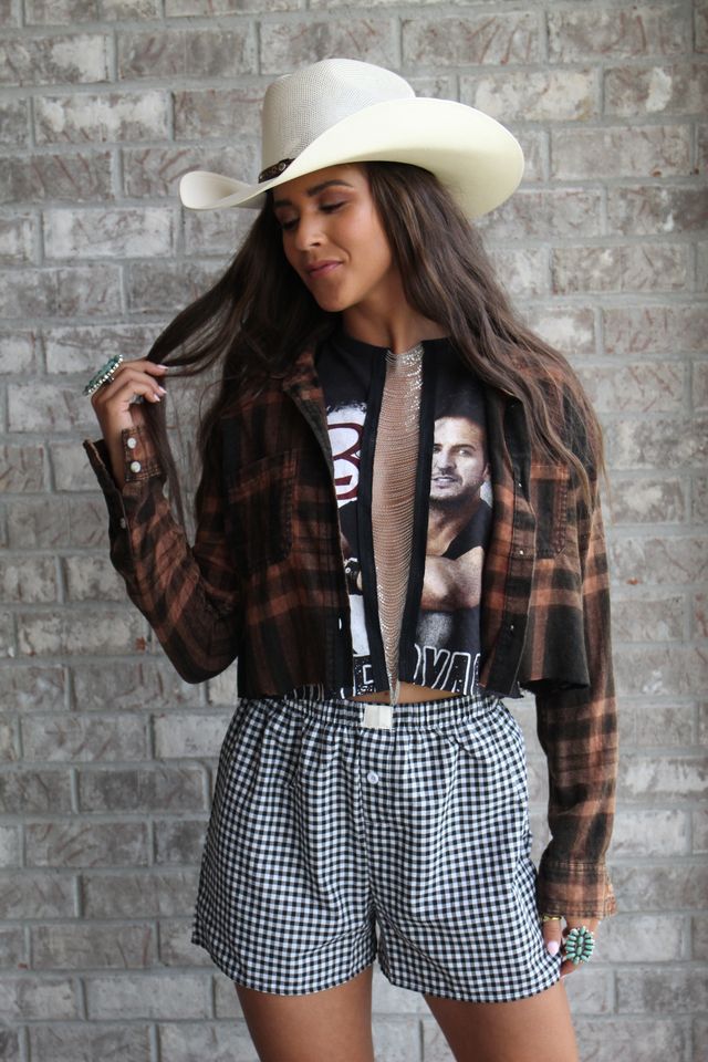 Acid Wash Cropped Flannel