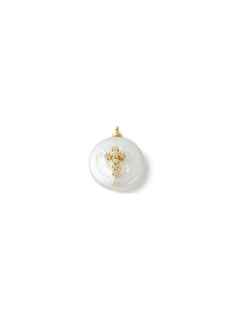 Freshwater Pearl CZ Cross Charm