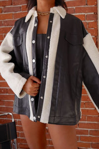 Naples Sherpa & Leather Shacket