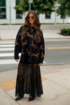 CHEETAH DESIGN KNIT SWEATER: Black