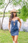 Saddle Stitch Dress-Denim