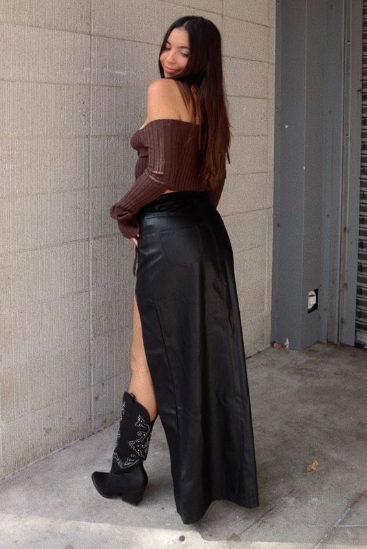 Ebony Faux Leather Maxi Skirt