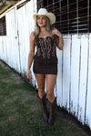Broncette Mini Dress- Brown