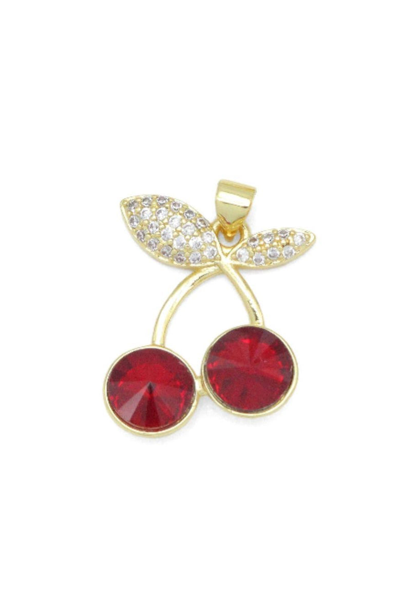 Red CZ Cherry Charm Pendant