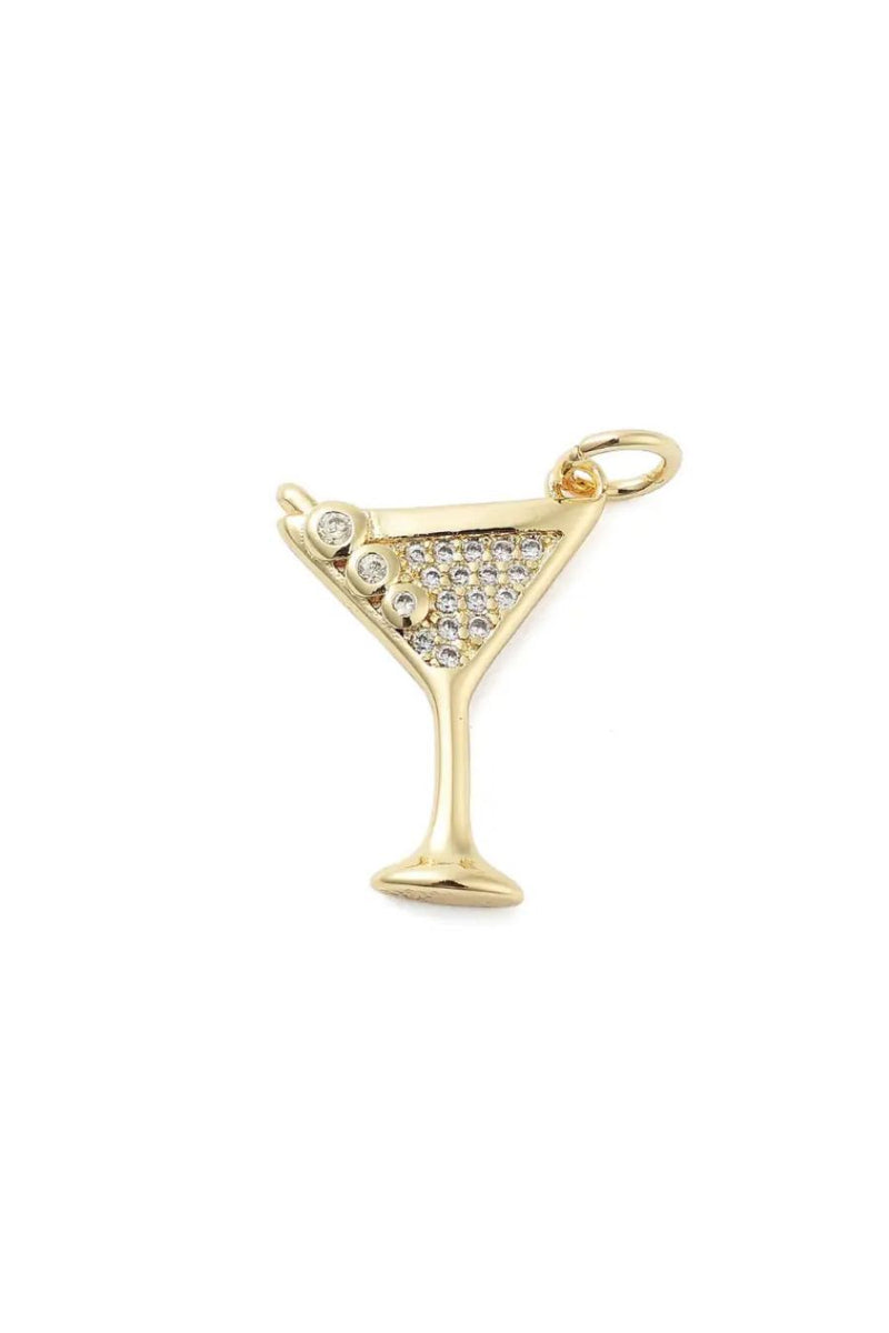 CZ Gold Martini Glass Charm