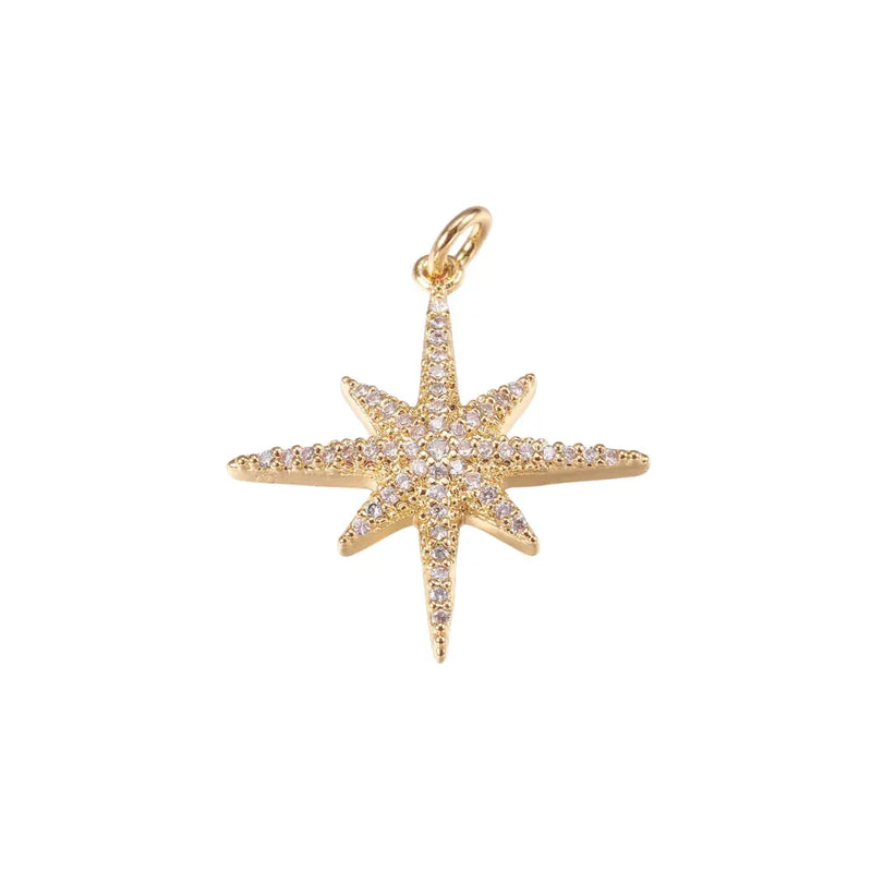 Large CZ Starburst Charm