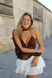 Cocoa Dot Scarf Top