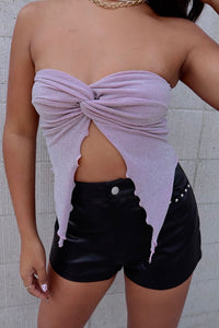 Pretty Pink Knotted Tube Top