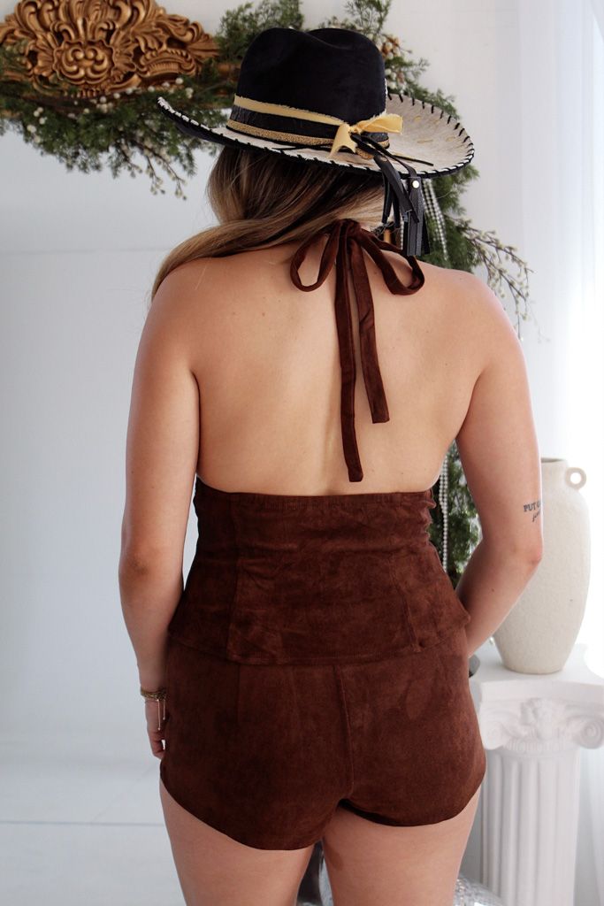 Canyon Buckle Shorts- Suede