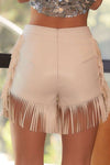 Winona Western Fringe Leather Shorts - White