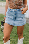 Saddle Up Skort-Light Denim