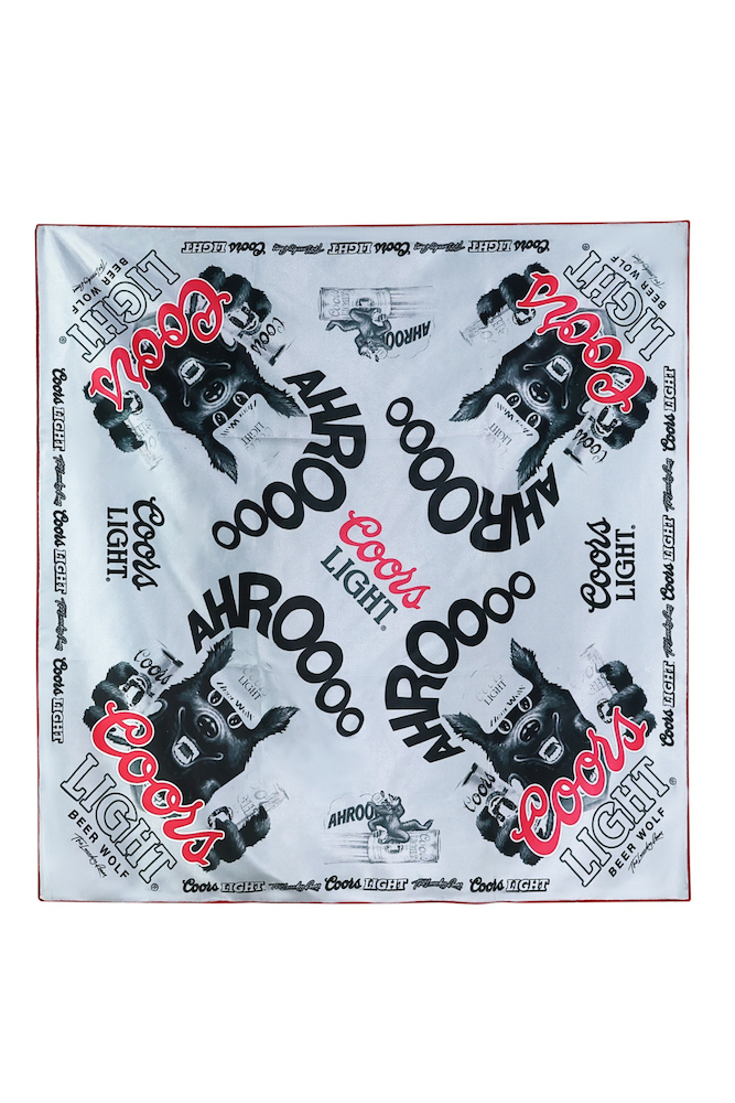 Coors Light beer bandana with brand logo and text on a white background
