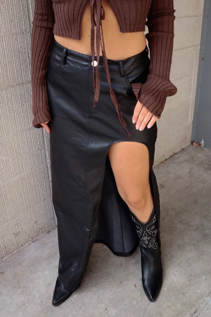 Ebony Faux Leather Maxi Skirt