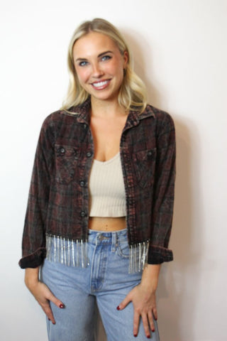 Crop Flannel with Band - Orange/Blue – Refried Apparel