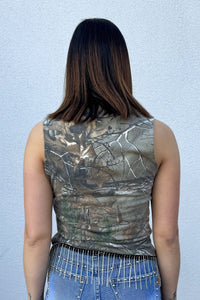 Camo Rhinestone Fringe Tank #6