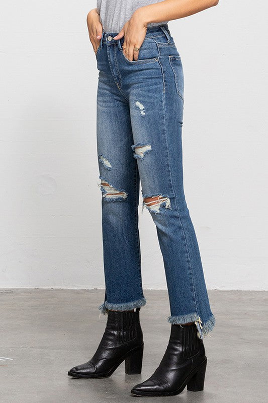 High Waisted Frayed Jeans