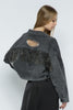 Diamond Dixie Rhinestone Fringe Jacket- Black