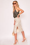 Sequin Midi Skirt- Silver