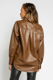 Cool Girl Leather Shacket - Brown