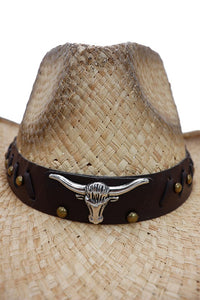 Bull Cowboy Straw Hat- Tan