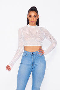 Carrie Studded Mesh Crop