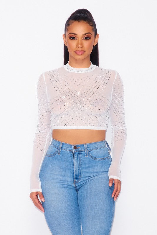 Carrie Studded Mesh Crop