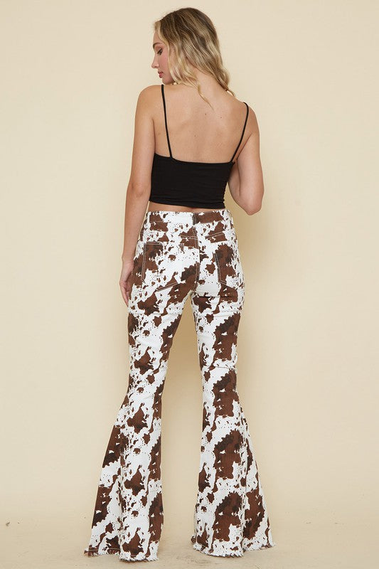 Amarillo Cow Print Bell Bottoms