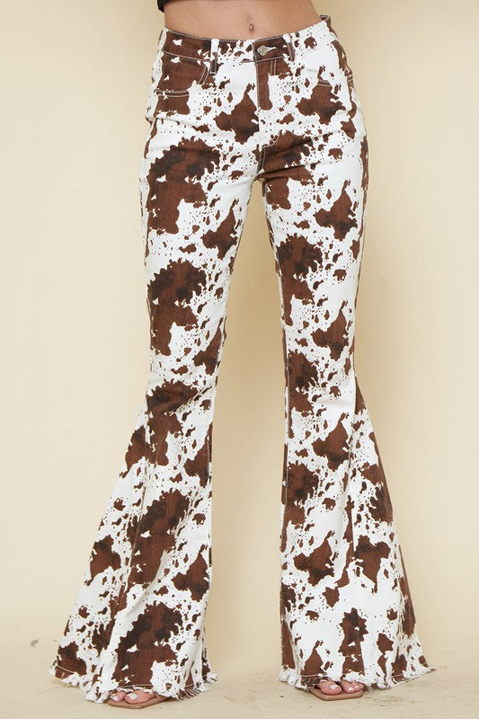 Amarillo Cow Print Bell Bottoms