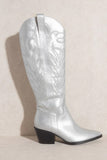 Samara Western Tall Boot- Silver