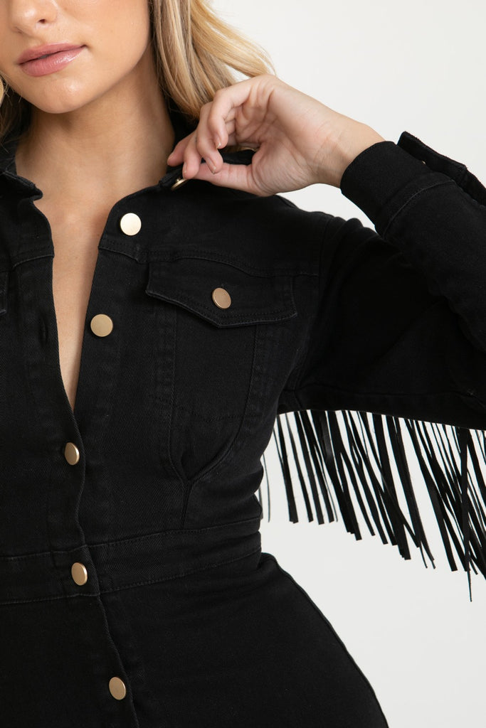 Music City Fringe Button Up Dress