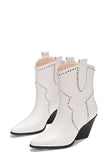 Honoya Rhinestone Boots - White