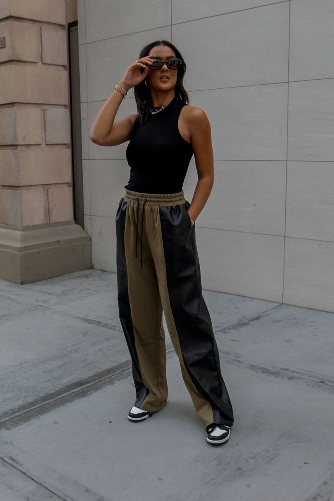 City Girl Faux Leather Sweatpants