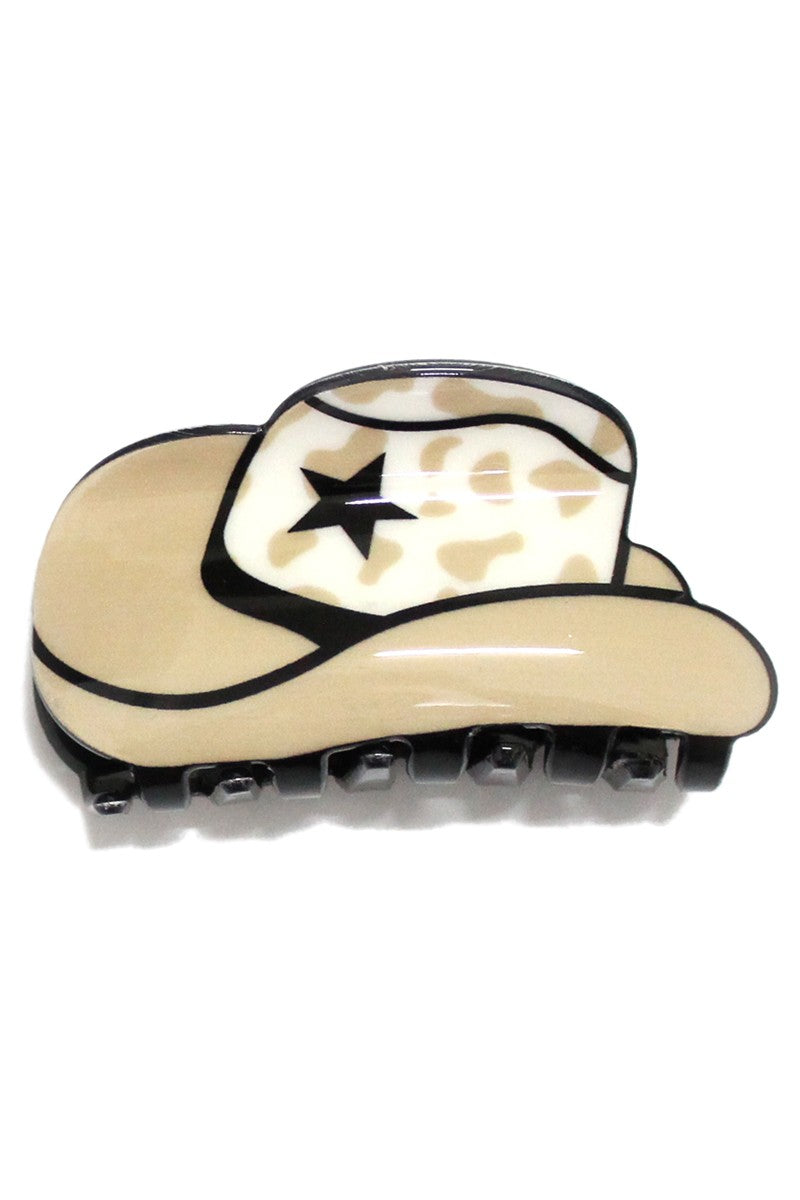 Cowboy Hat Claw Clip- Beige