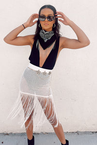 Yeehaw Fringe Skirt- Ivory