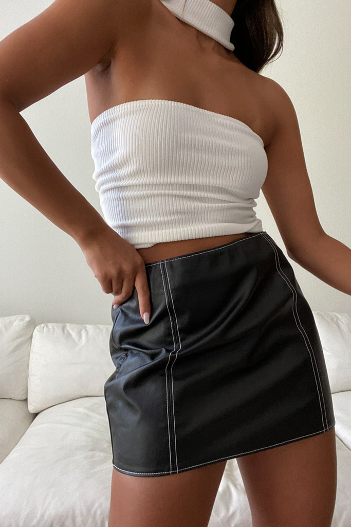 Bella Leather Mini Skirt - Black