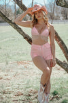 Wild West Rhinestone Fringe Shorts- Pink