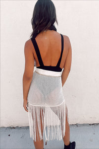 Yeehaw Fringe Skirt- Ivory