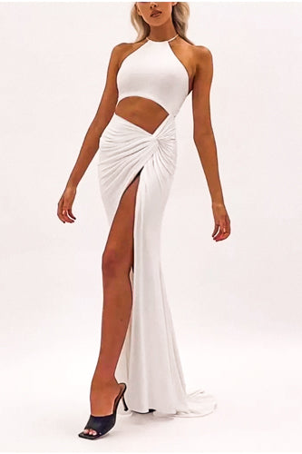 Mayan Halter Dress- White
