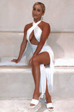Azulik Halter Dress- White