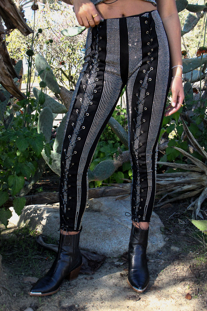 Side Lace Leather Pants for Women #LP2110L - Jamin Leather®