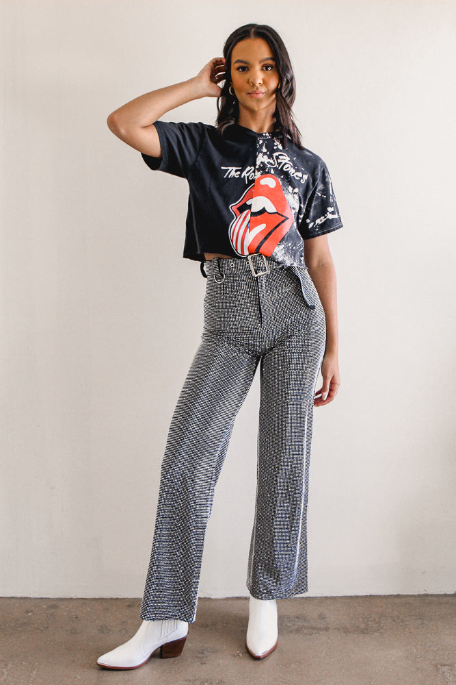 It Girl Rhinestone Pants - Silver