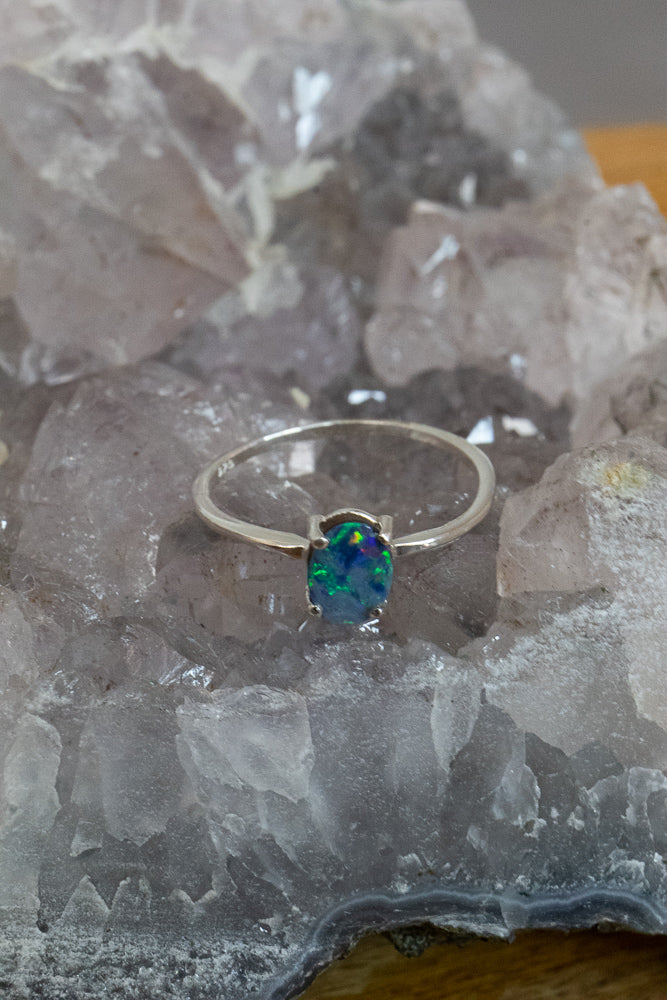 Serenity Opal Dainty Ring- Silver