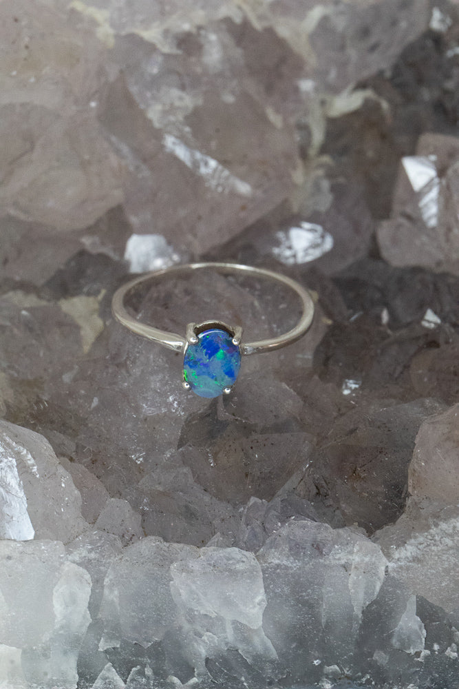Serenity Opal Dainty Ring- Silver
