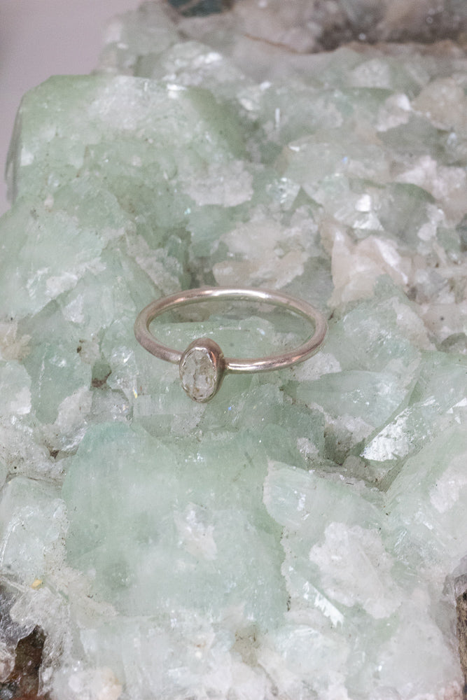 Radiance Herkimer Diamond Dainty Ring- Silver