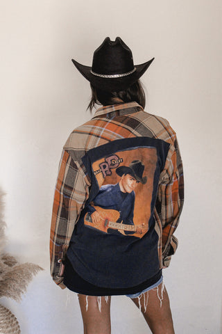 Crop Flannel with Band - Orange/Blue – Refried Apparel