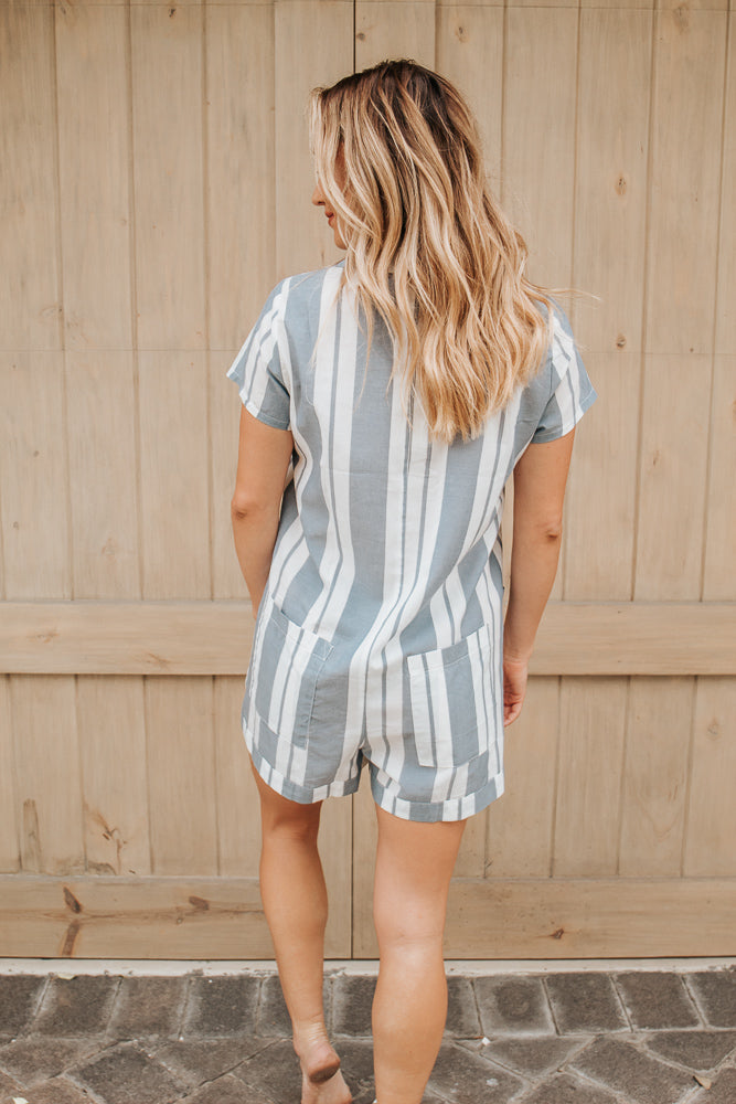 Show Me Your Mumu Yvette Romper - Sailboat Stripe