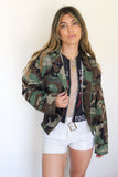 Distressed Cropped Camo Jacket