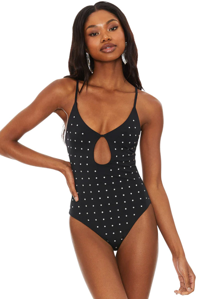 Beach Riot Priscilla One Piece Black Rhinestone Trendy and Tipsy